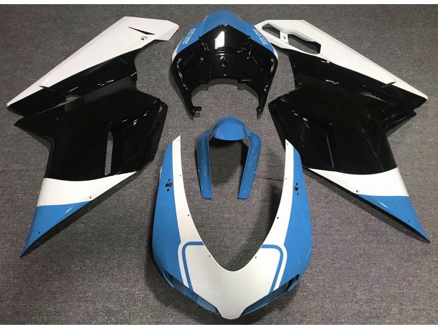 2007-2014 Gloss Light Blue White and Black Ducati 848 1098 1198 Motorcycle Fairings