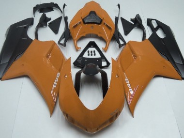 2007-2014 Gloss Orange & Black Ducati 848 1098 1198 Motorcycle Fairings