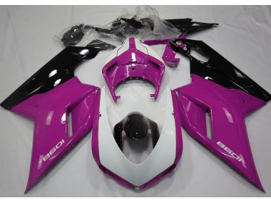 2007-2014 Gloss Pink & White Ducati 848 1098 1198 Motorcycle Fairings