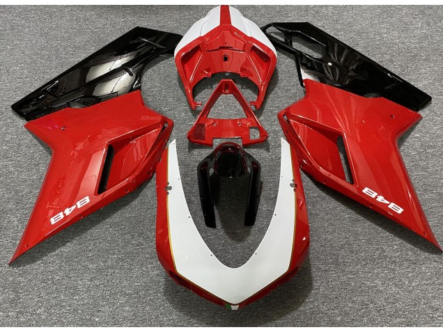 2007-2014 Gloss Red & White (848 Sticker) Ducati 848 1098 1198 Motorcycle Fairings