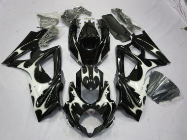 2008-2010 Black and White Design GSXR 600-750 Motorcycle Fairings