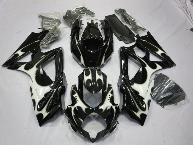 2008-2010 Black and White Design GSXR 600-750 Motorcycle Fairings