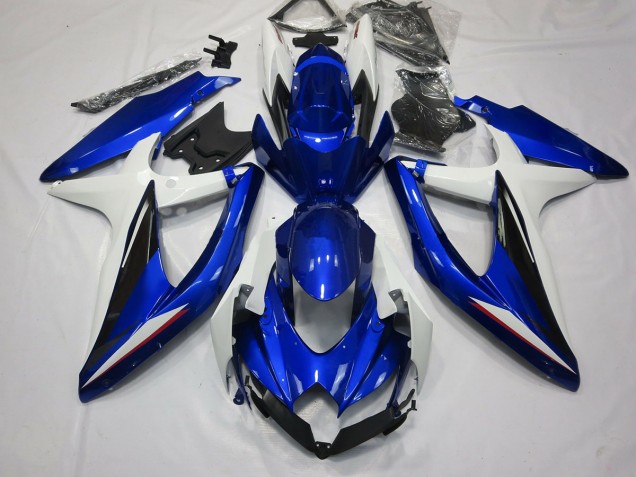 2008-2010 Blue Black and White GSXR 600-750 Motorcycle Fairings