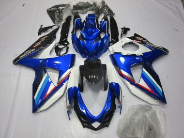 2008-2010 Blue White and Red GSXR 600-750 Motorcycle Fairings