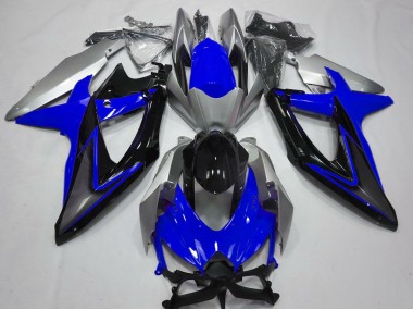 2008-2010 Blue and Silver GSXR 600-750 Motorcycle Fairings