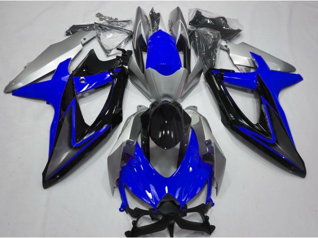 2008-2010 Blue and Silver GSXR 600-750 Motorcycle Fairings