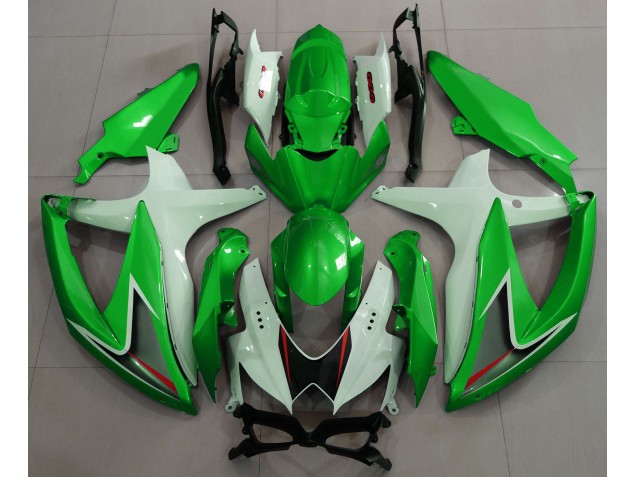 2008-2010 Gloss Green & White GSXR 600-750 Motorcycle Fairings