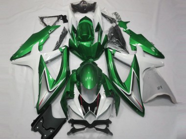 2008-2010 Gloss Green and White GSXR 600-750 Motorcycle Fairings