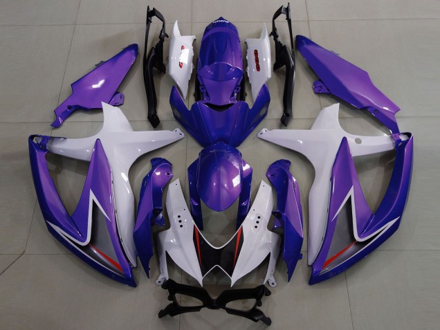 2008-2010 Gloss Purple & White GSXR 600-750 Motorcycle Fairings