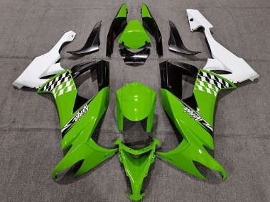 2008-2010 Green and White Cheq ZX10R Motorcycle Fairings