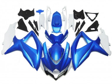 2008-2010 Light Blue and White Custom Style GSXR 600-750 Motorcycle Fairings