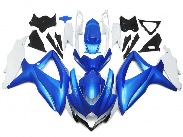 2008-2010 Light Blue and White Custom Style GSXR 600-750 Motorcycle Fairings