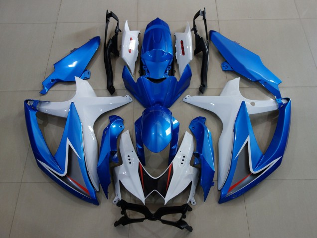 2008-2010 Metallic Blue & White GSXR 600-750 Motorcycle Fairings