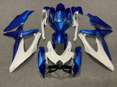 2008-2010 Pearl Blue and White GSXR 600-750 Motorcycle Fairings