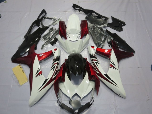 2008-2010 Red White Black GSXR 600-750 Motorcycle Fairings