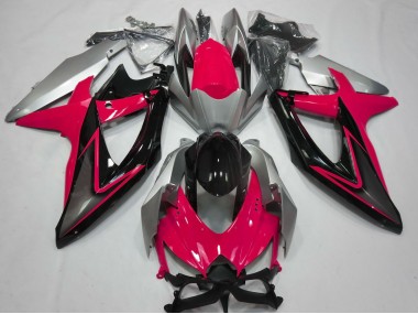 2008-2010 Red and Silver GSXR 600-750 Motorcycle Fairings