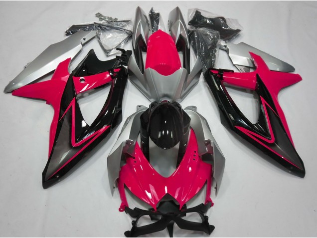 2008-2010 Red and Silver GSXR 600-750 Motorcycle Fairings
