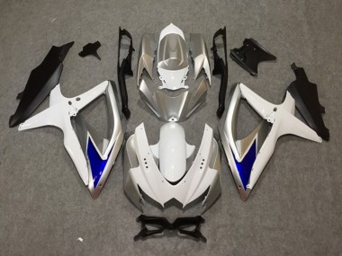 2008-2010 Silver White Blue GSXR 600-750 Motorcycle Fairings