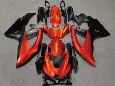 2008-2010 Vibrant Orange in Black GSXR 600-750 Motorcycle Fairings