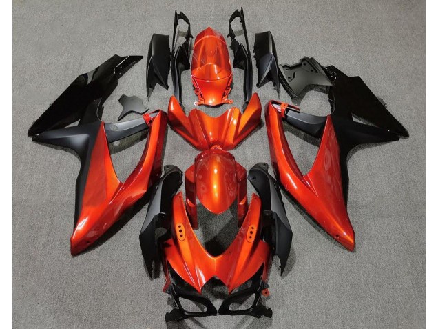 2008-2010 Vibrant Orange in Black GSXR 600-750 Motorcycle Fairings