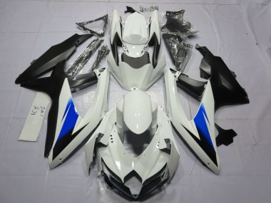 2008-2010 White and Black GSXR 600-750 Motorcycle Fairings