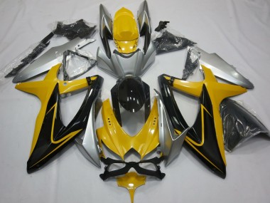 2008-2010 Yellow Black and Silver GSXR 600-750 Motorcycle Fairings