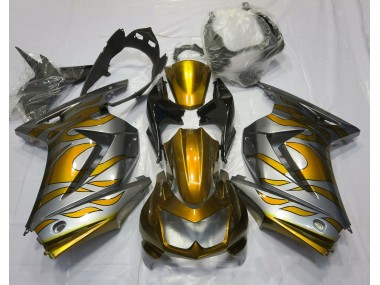 2008-2012 Gold and Silver Flame Ninja 250 Motorcycle Fairings