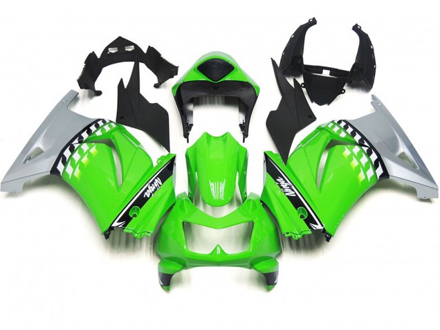 2008-2012 Green and Black Check Ninja 250 Motorcycle Fairings