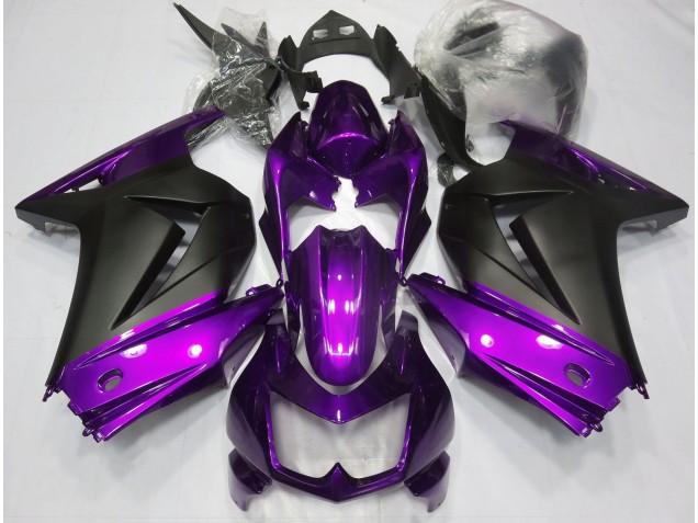 2008-2012 Purple and Matte Black Ninja 250 Motorcycle Fairings