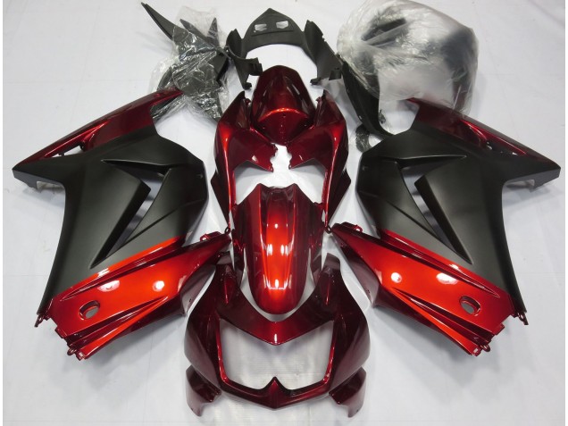 2008-2012 Red and Matte Black Ninja 250 Motorcycle Fairings