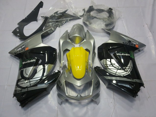 2008-2012 Silver and Black Ninja 250 Motorcycle Fairings