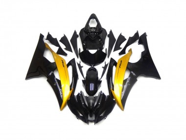 2008-2016 Black and Gold Gloss R6 Motorcycle Fairings