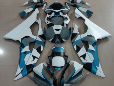 2008-2016 Glacier Blue Snow Camo R6 Motorcycle Fairings
