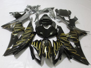 2008-2016 Gloss Black & Flame R6 Motorcycle Fairings