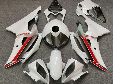 2008-2016 Gloss White Silver and Red R6 Motorcycle Fairings