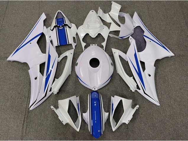 2008-2016 Gloss White and Blue R6 Motorcycle Fairings