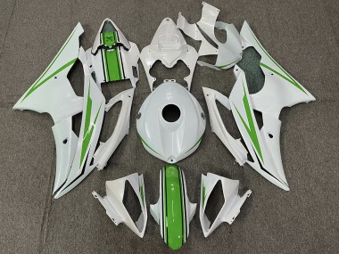 2008-2016 Gloss White and Green R6 Motorcycle Fairings