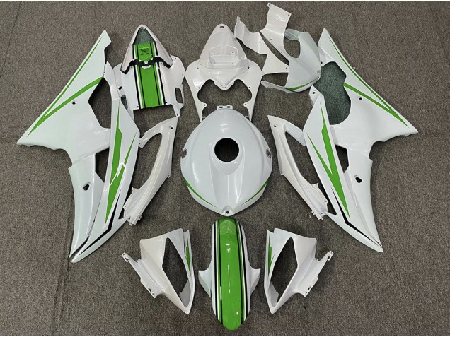 2008-2016 Gloss White and Green R6 Motorcycle Fairings