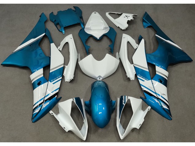 2008-2016 Gloss White and Light Blue OEM Style R6 Motorcycle Fairings