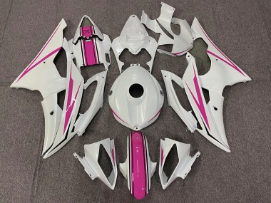 2008-2016 Gloss White and Pink R6 Motorcycle Fairings