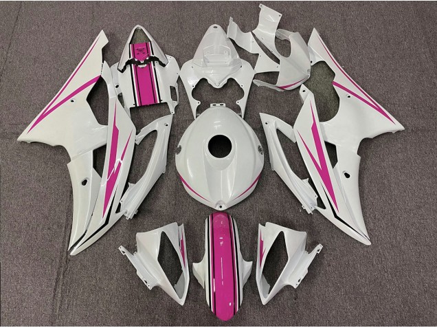2008-2016 Gloss White and Pink R6 Motorcycle Fairings