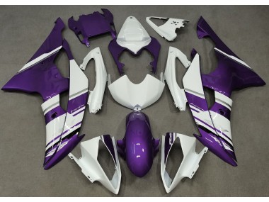 2008-2016 Gloss White and Purple OEM Style R6 Motorcycle Fairings
