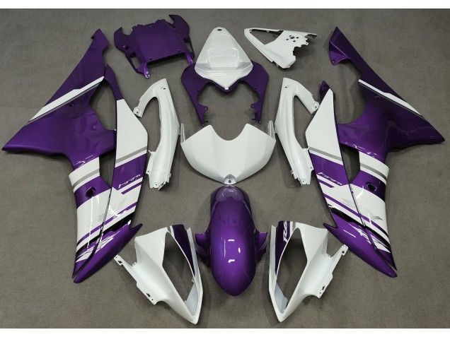 2008-2016 Gloss White and Purple OEM Style R6 Motorcycle Fairings