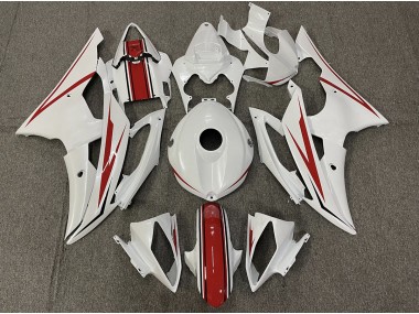 2008-2016 Gloss White and Red R6 Motorcycle Fairings