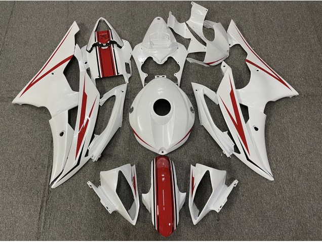 2008-2016 Gloss White and Red R6 Motorcycle Fairings