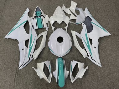 2008-2016 Gloss White and Teal R6 Motorcycle Fairings
