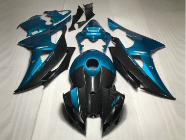 2008-2016 Light Blue w Carbon Fiber Style R6 Motorcycle Fairings