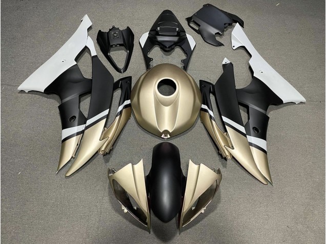 2008-2016 Matte Black and Gold R6 Motorcycle Fairings