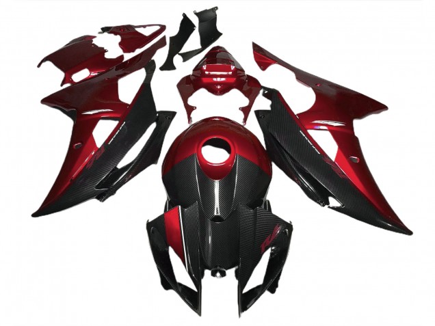 2008-2016 Red w Carbon Fiber Style R6 Motorcycle Fairings