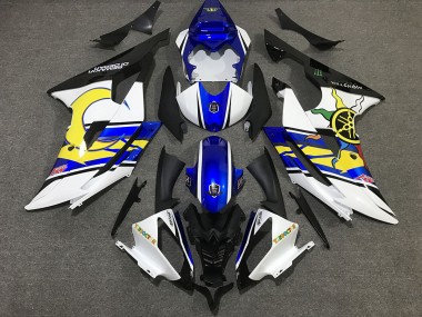 2008-2016 White and Blue Custom R6 Motorcycle Fairings